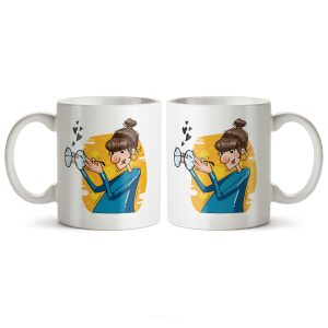 ماگ سرامیکی ساده طرح دخترانه دختر عینکی کد MGC-149
